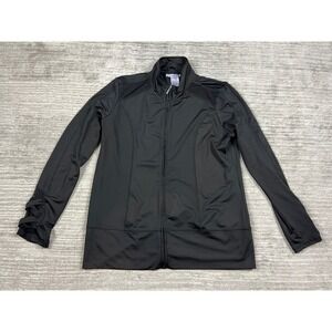 Masseys Track Jacket Womens L Black Full Zip Mesh Lattice Cut-Out Activewear
